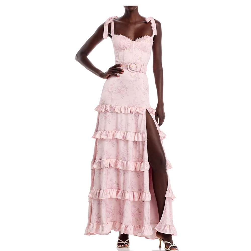 V.Chapman Lisianthus Sleeveless Ruffled Corset Gown - Blush Bouqet - Size 6